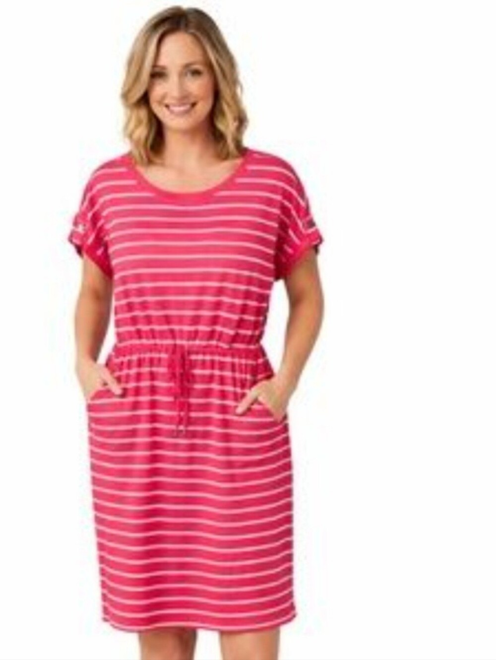 New Rafaella Pink & White Striped Jersey Dress XL